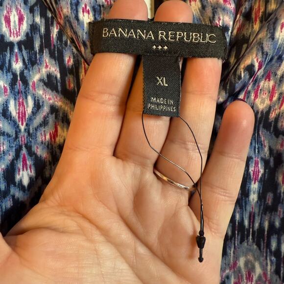 NWOT Banana Republic tie-shoulder drop-waist blue & pink print maxi dress XL - Picture 4 of 7